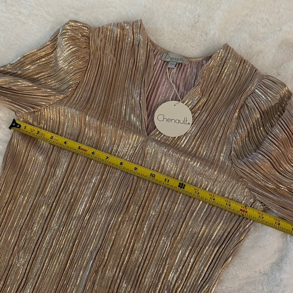 Chenault Gold Crinkle Party Blouse - Picture 10 of 13